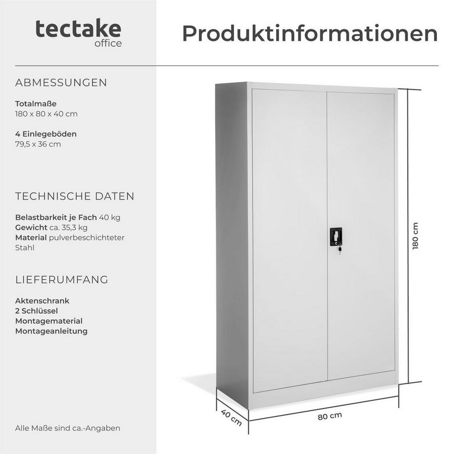 Tectake Armoire de classement BLAIN en acier lâqué époxy  