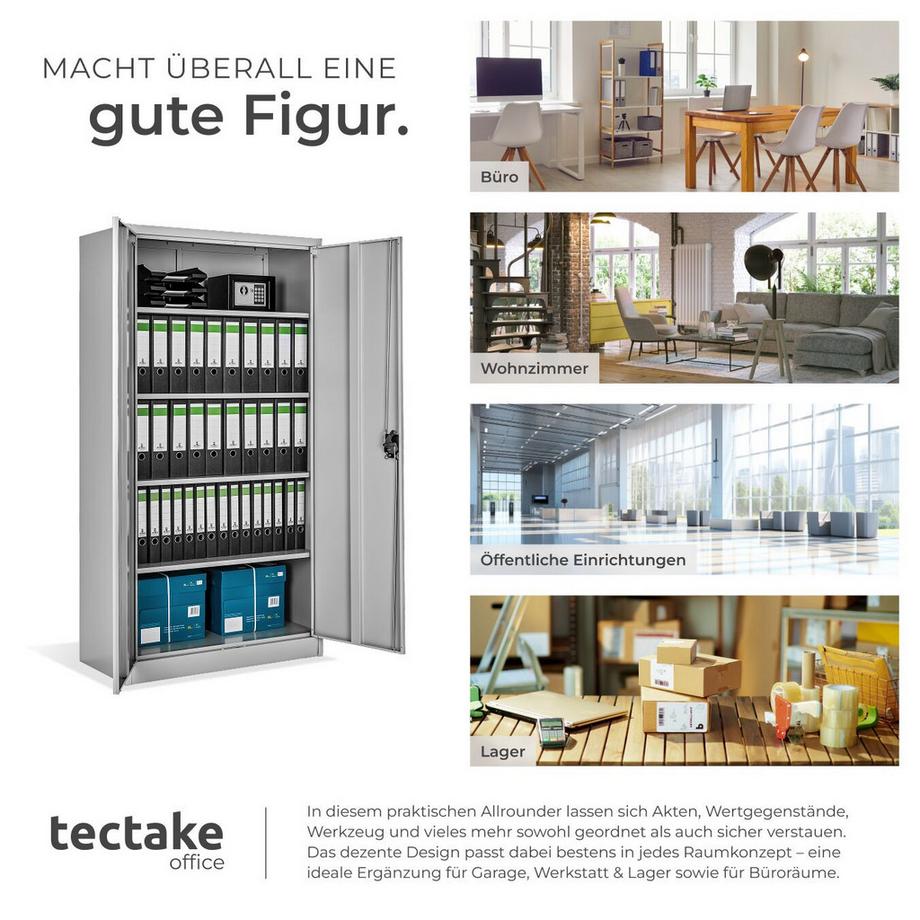 Tectake Armoire de classement BLAIN en acier lâqué époxy  