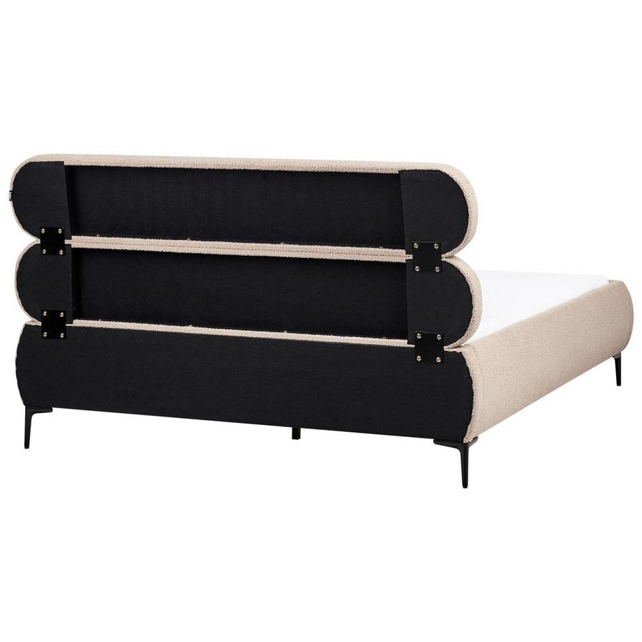 Beliani Lit avec sommier en Bouclé Minimaliste LESSAY  