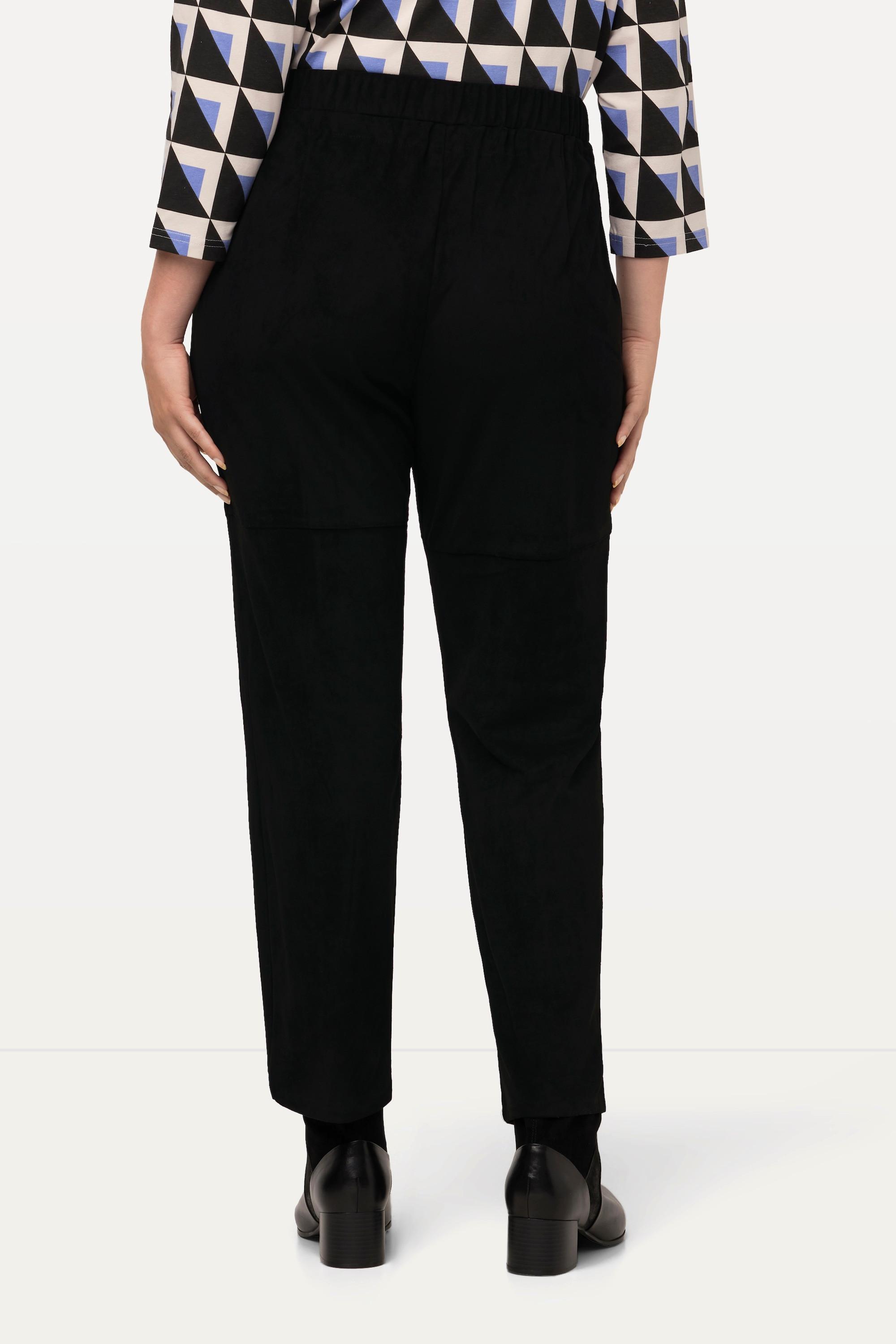 Ulla Popken  Pantalon 7/8 en similicuir, avec taille élastique et jambe ajustée 