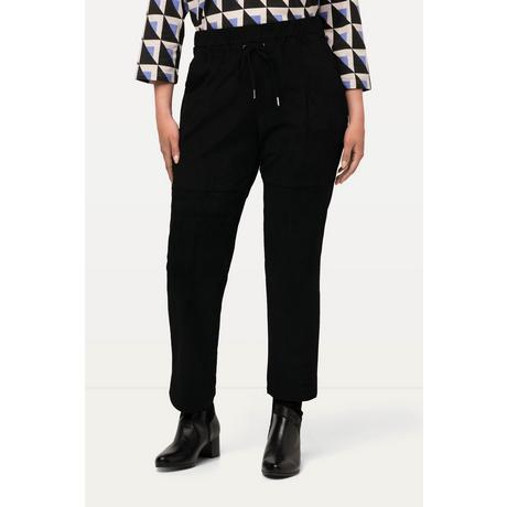 Ulla Popken  Pantalon 7/8 en similicuir, avec taille élastique et jambe ajustée 