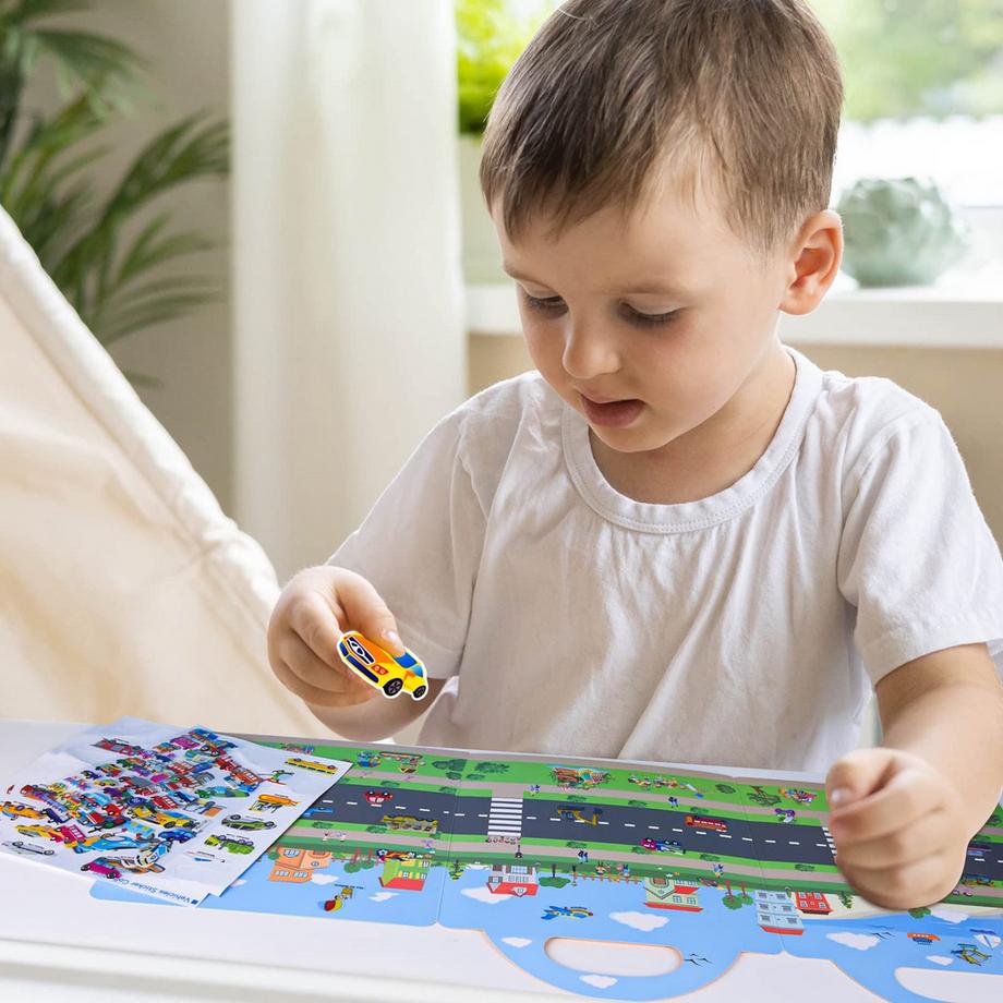 Activity-board 3D geschwollenes Aufkleberbuch für Kinder, 88 Stück süße wasserdichte Fahrzeugaufkleber  