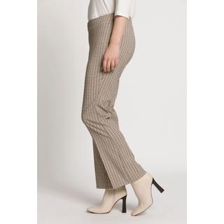 Ulla Popken  Pantaloni boot cut a 7/8 con pieghe, cintura comoda e quadri 