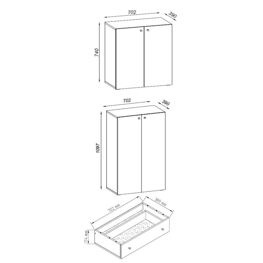 VCM XXL Armoire de bureau Armoire à dossiers Livres Meubles de bureau Classeur Armoire Lona 5f Tiroir  