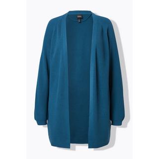 Ulla Popken Cardigan lungo in maglia a costine aperto scollo a V  