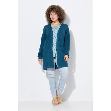 Cardigan lungo e aperto in maglia a costine con scollo a V