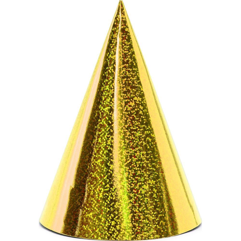 Image of Holografische Partyhüte, gold, 16cm Gold