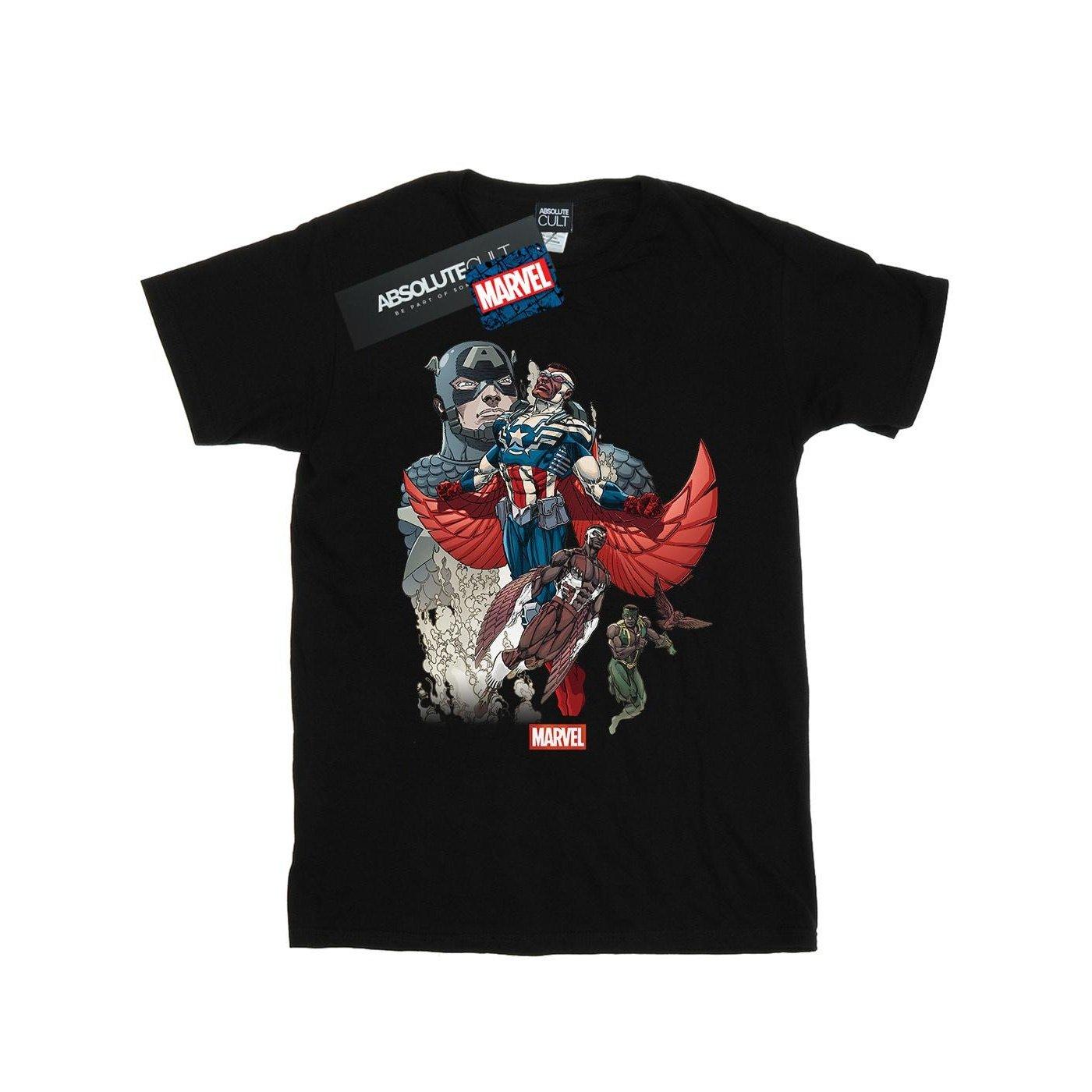Image of Captain America Falcon Evolution Tshirt Damen Schwarz 3XL