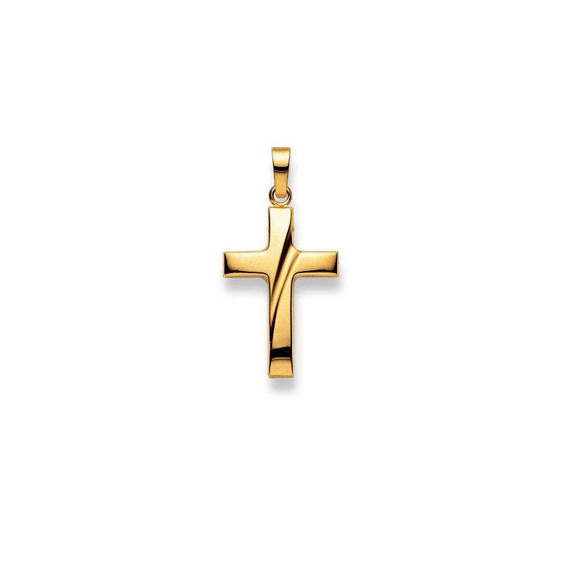 MUAU Schmuck  Pendentif croix en or jaune 750, 28x14mm 