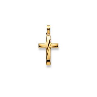 MUAU Schmuck  Pendentif croix en or jaune 750, 28x14mm 