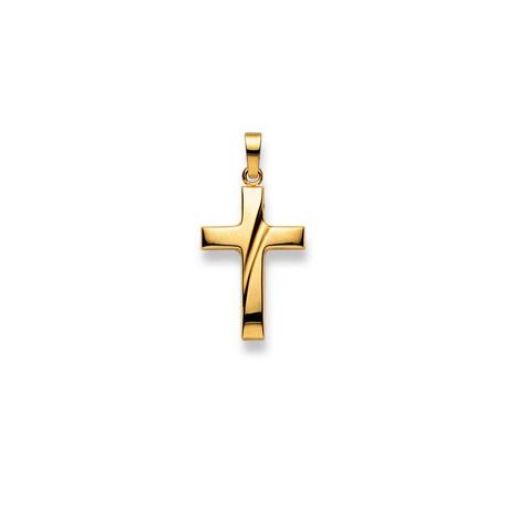 MUAU Schmuck  Anhänger Kreuz Gelbgold 750, 28x14mm 