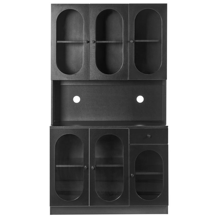 Beliani Vitrine en verre en Panneau de particules de bois Industriel LANGFORD  