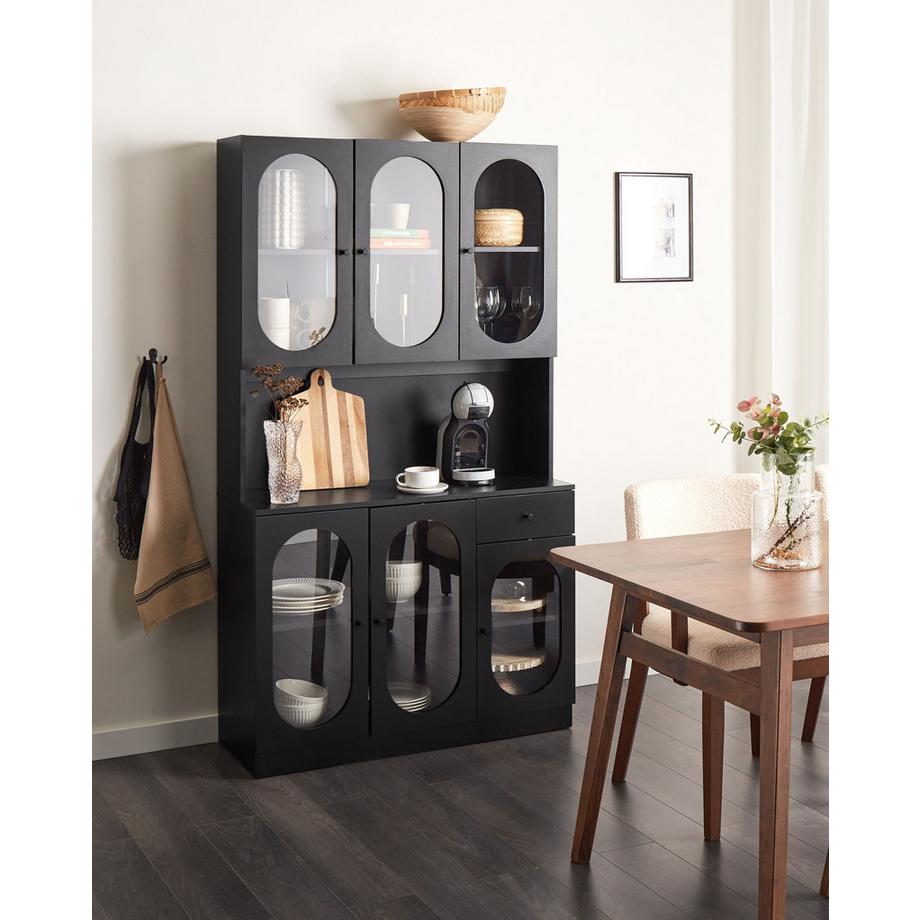 Beliani Vitrine en verre en Panneau de particules de bois Industriel LANGFORD  