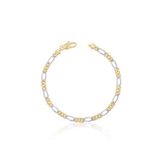 MUAU Schmuck  Bracelet figaro bicolore or jaune/blanc 750, 22cm, 4mm 