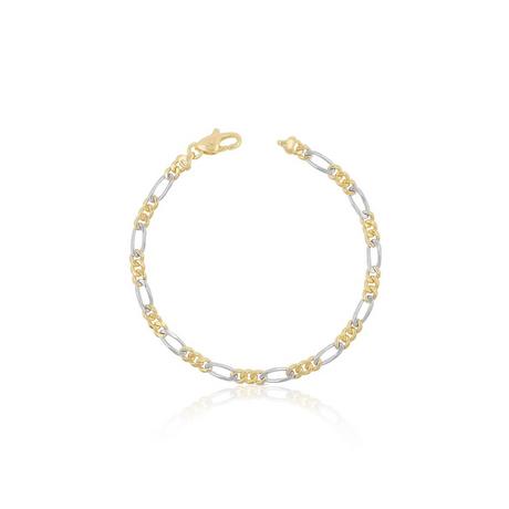 MUAU Schmuck  Bracelet figaro bicolore or jaune/blanc 750, 22cm, 4mm 