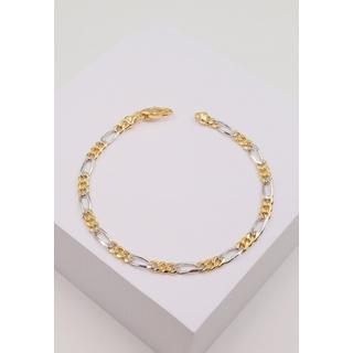 MUAU Schmuck  Bracelet figaro bicolore or jaune/blanc 750, 22cm, 4mm 