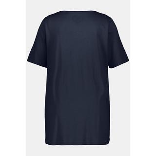 Ulla Popken  T-shirt dal taglio svasato con modal, pieghe decorative, scollo a girocollo e mezze maniche 