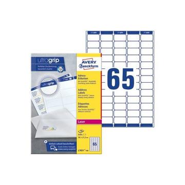 AVERY ZWECKFORM Adressetiketten 38,1x21,2mm L7651-100 weiss 6500 Stk./100 Blatt
