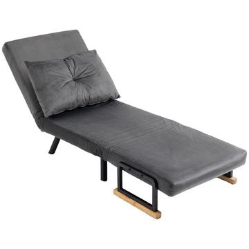 Fauteuil De Couchage, Canapé Simple Avec Fonction Lit, Fauteuil De Relaxation Avec Dossier Réglable, Aspect Velours, Gris Foncé