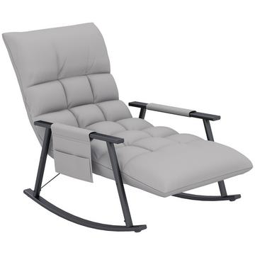Fauteuil À Bascule Fauteuil Relax Repose-Pieds Fauteuil À Bascule Poche Latérale Dossier Réglable Jusqu'À 120 Kg Microfibre Gris