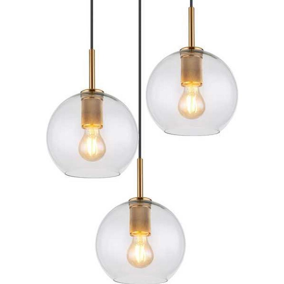 mutoni Lampe à suspension Adara laiton mat 3xE27  