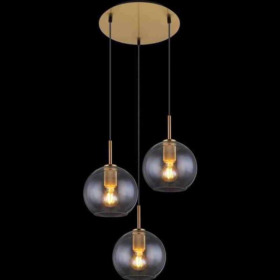 mutoni Lampe à suspension Adara laiton mat 3xE27  