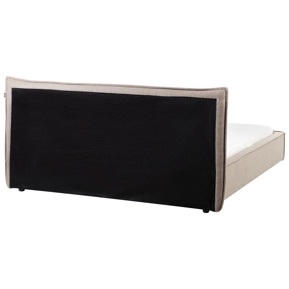 Beliani Lit avec sommier en Lin synthétique Moderne LESTRE  