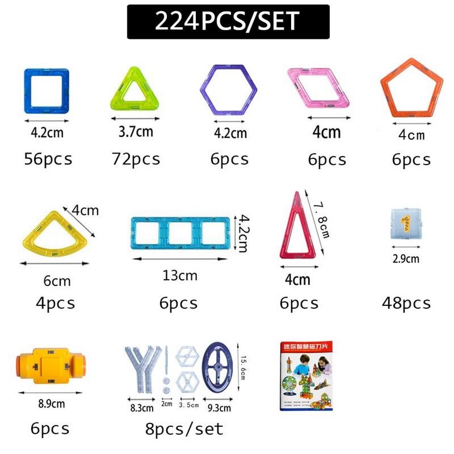 Gameloot  Magnetische Bauteile - Ein perfektes Geschenk für Kinder (224 Stück) 
