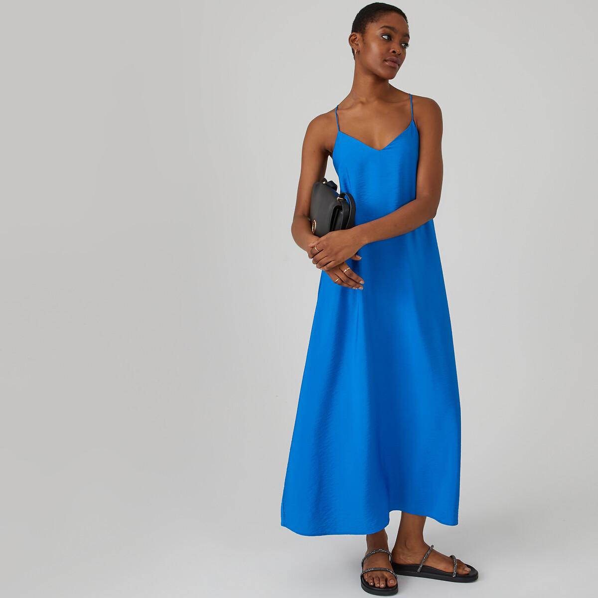 Image of Maxikleid Mit Schmalen Trägern Damen Blau 40