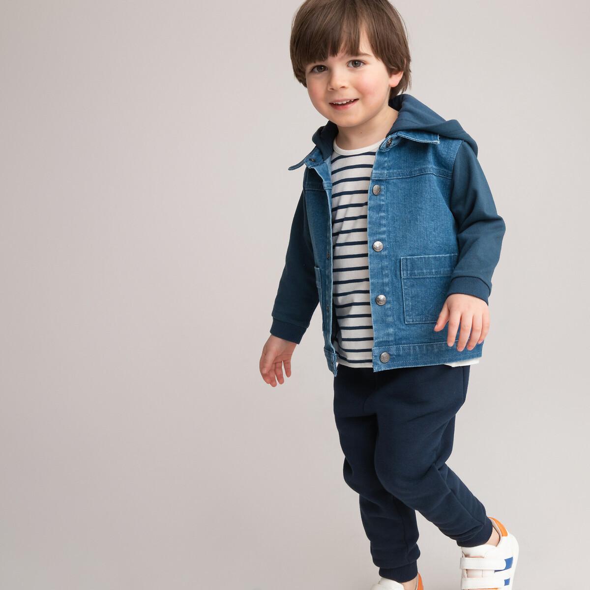 Image of Jeansjacke Mit Sweatware Und Kapuze Jungen Blau 6 mesi