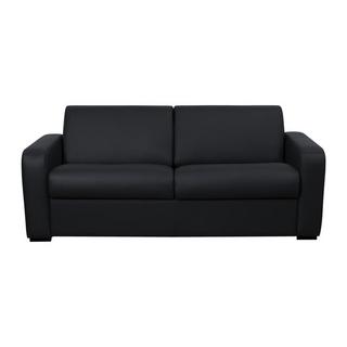 Vente-unique Divano letto 4 posti a ribalta materasso 14 cm in Pelle Nero - BEVIS  