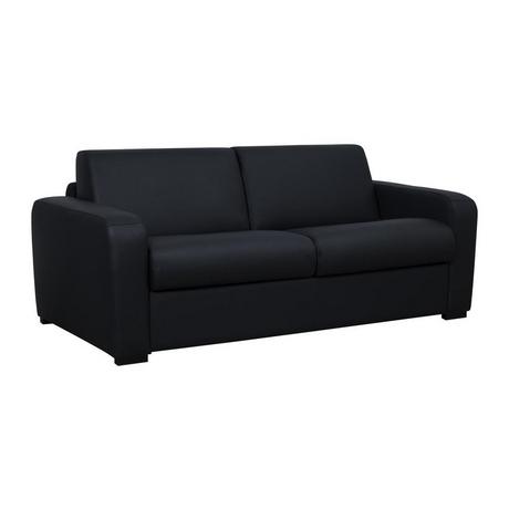 Vente-unique Divano letto 4 posti a ribalta materasso 14 cm in Pelle Nero - BEVIS  