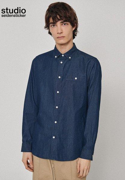 Image of Denimhemd Regular Fit Langarm Uni Herren Dunkelblau XL