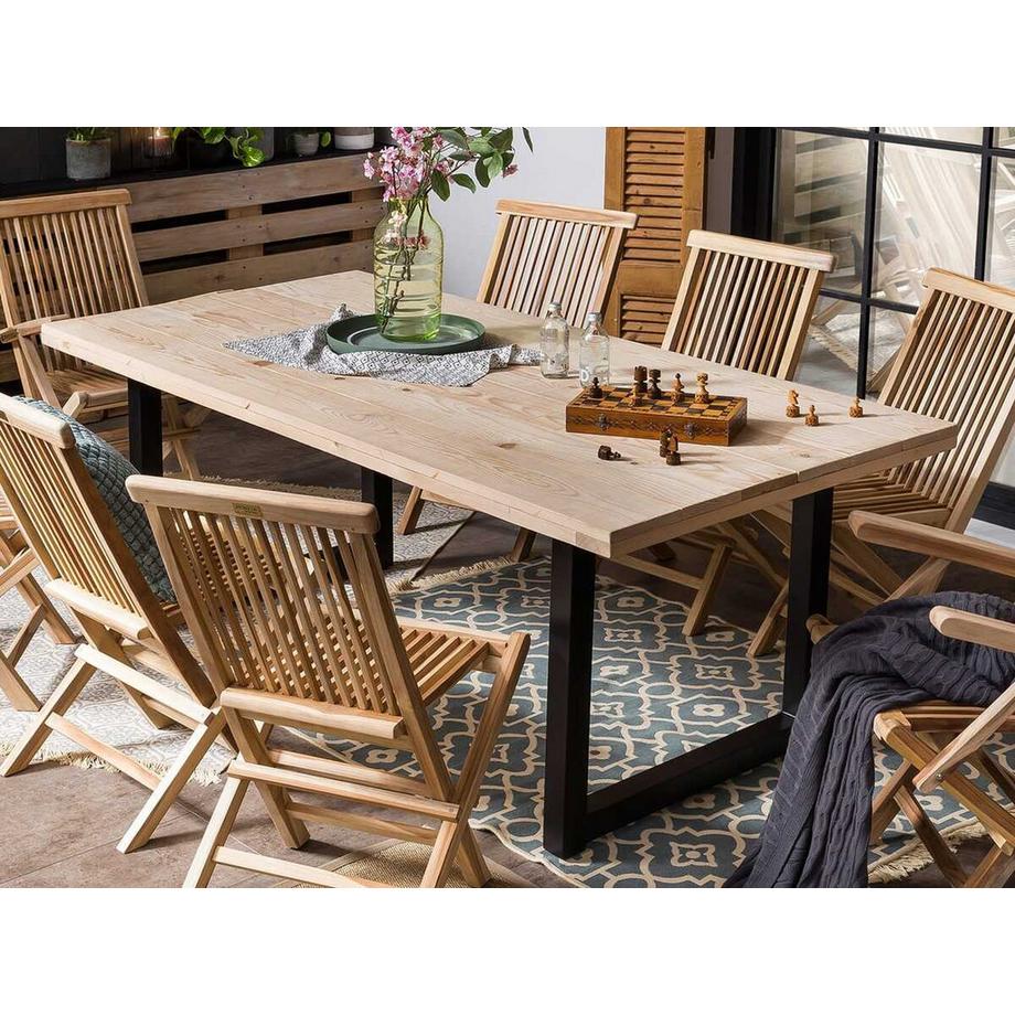 mutoni Table de salle à manger Triana Mango naturel noir 160x90  