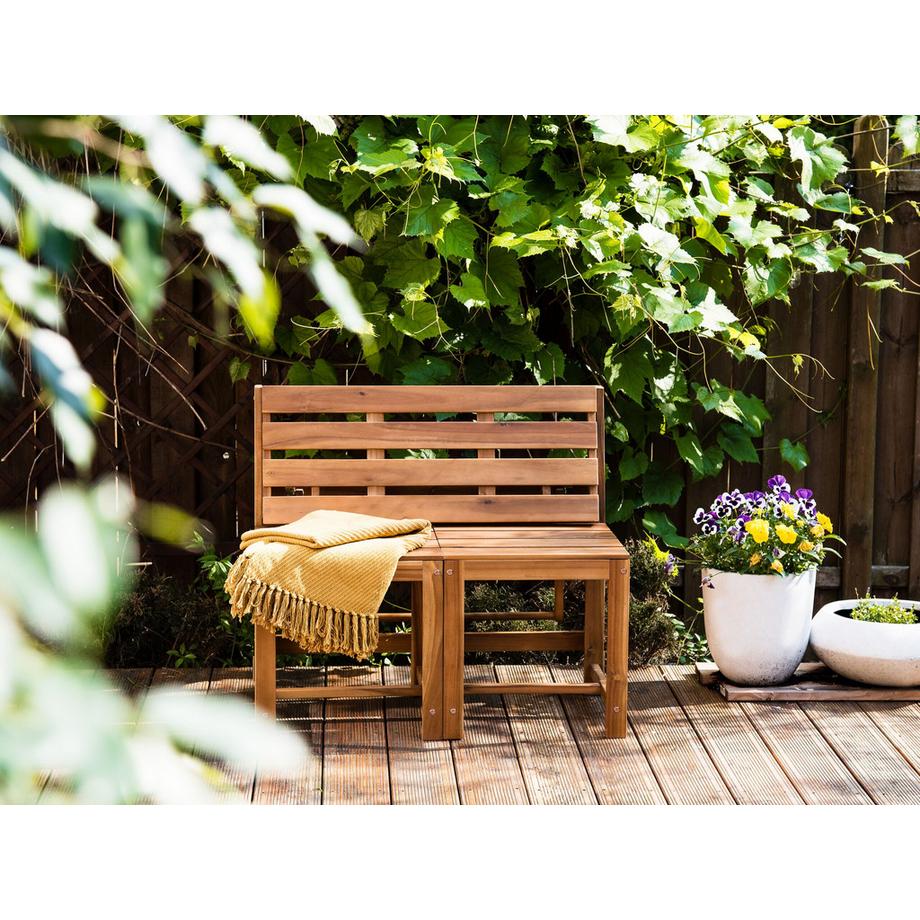 Beliani Ensemble banc de jardin et set de bistrot convertibles en Acacia Rustique TUENNO  