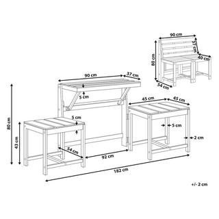 Beliani Ensemble banc de jardin et set de bistrot convertibles en Acacia Rustique TUENNO  