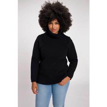 Pull, tricot côtelé, découpe, col roulé, manches longues