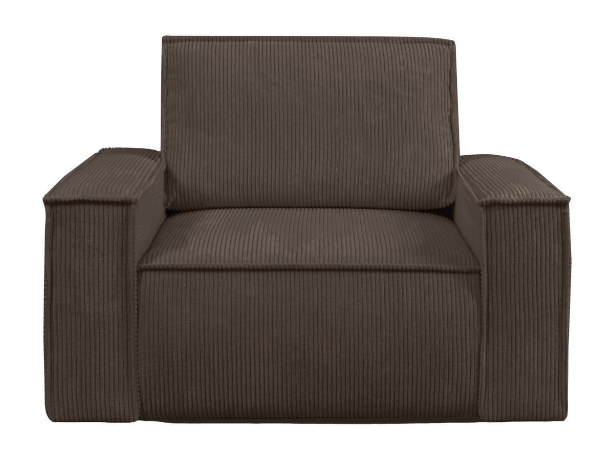 Vente-unique Fauteuil en velours côtelé marron AMELIA  