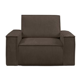 Vente-unique Fauteuil en velours côtelé marron AMELIA  