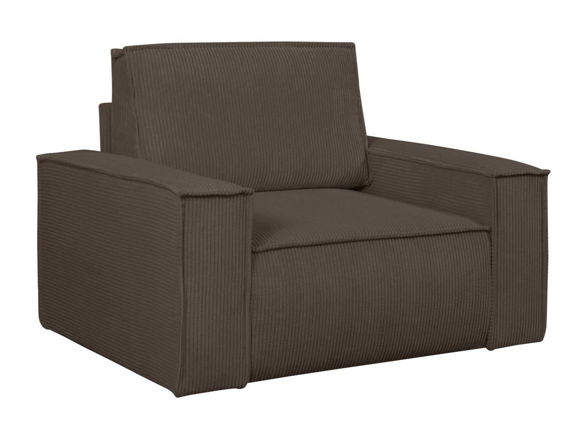 Vente-unique Fauteuil en velours côtelé marron AMELIA  