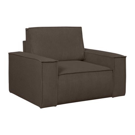 Vente-unique Fauteuil en velours côtelé marron AMELIA  