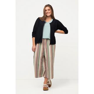 Ulla Popken  Cardigan en maille ajourée. Décolleté rond. Coton bio. 