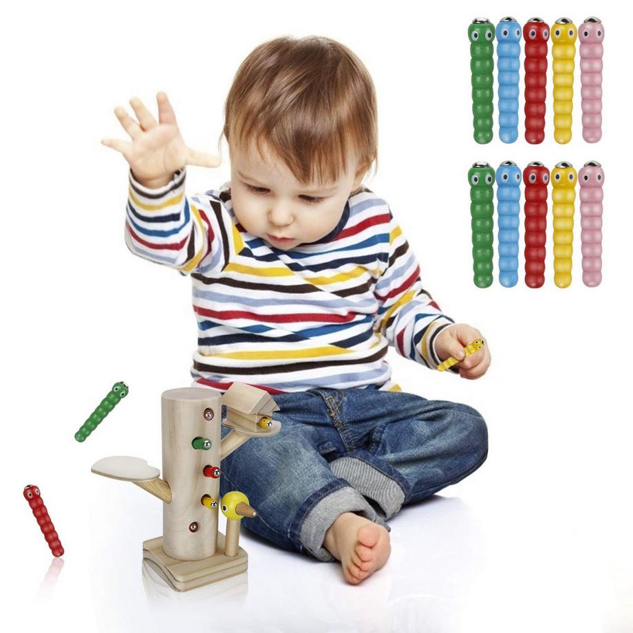 Activity-board  Jouet magnétique pour enfants, jeu d'attrape chenille de pivert 