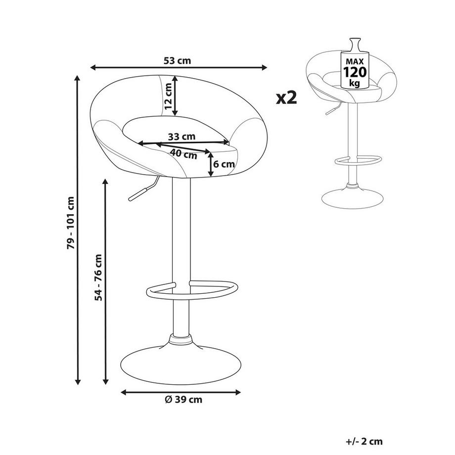 Beliani Set di 2 sedie alte en Pelle sintetica Retrò PEORIA  