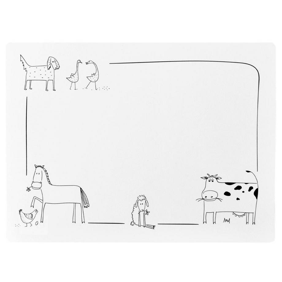 Orion  Set de table rectangulaire en plastique blanc à motif animalier 