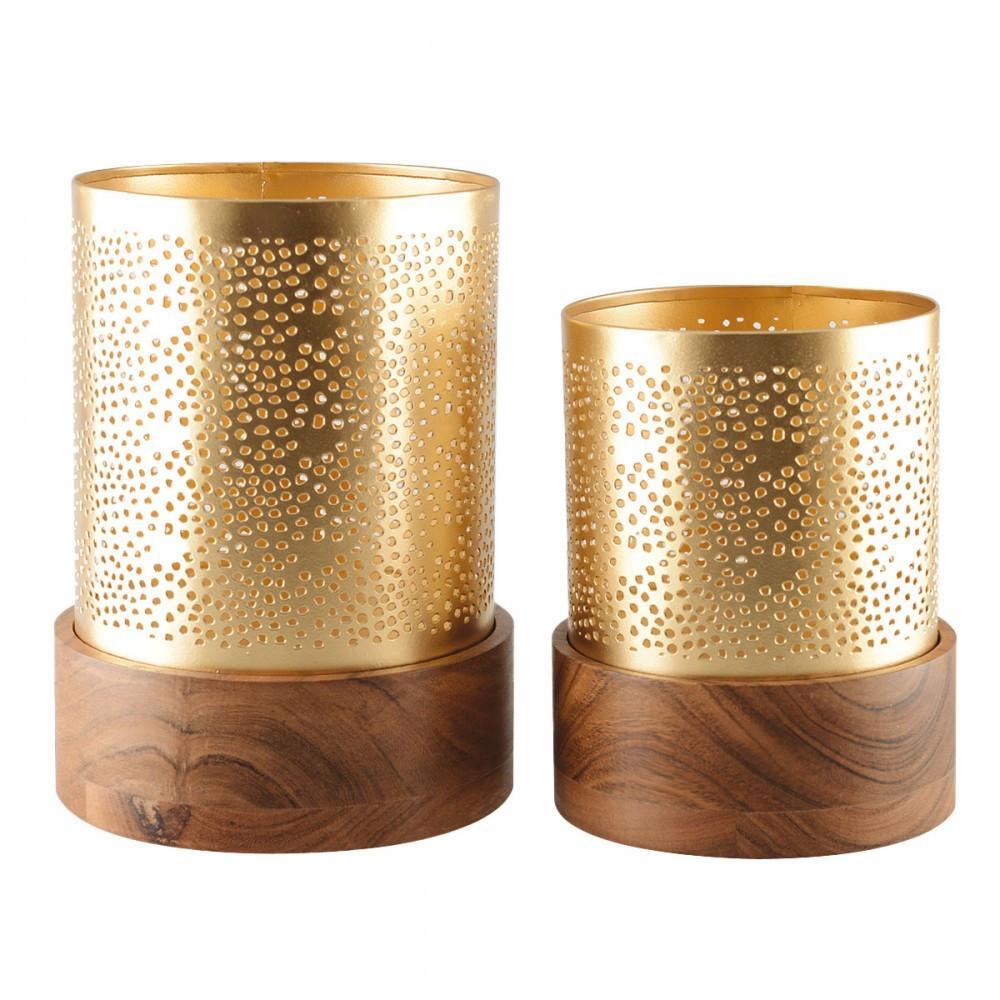 Image of Set Aus 2 Holz- Und Goldphotophoren Unisex Gold ONE SIZE