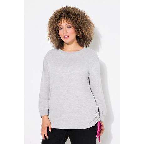 Ulla Popken  Sweatshirt, seitliche Raffbänder, Rundhals, Langarm 