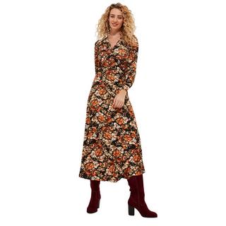 Joe Browns  PETITE Robe Midi Col V Florale Automnale 