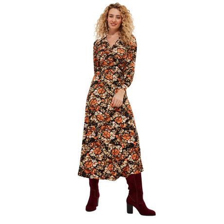 Joe Browns  PETITE Robe Midi Col V Florale Automnale 