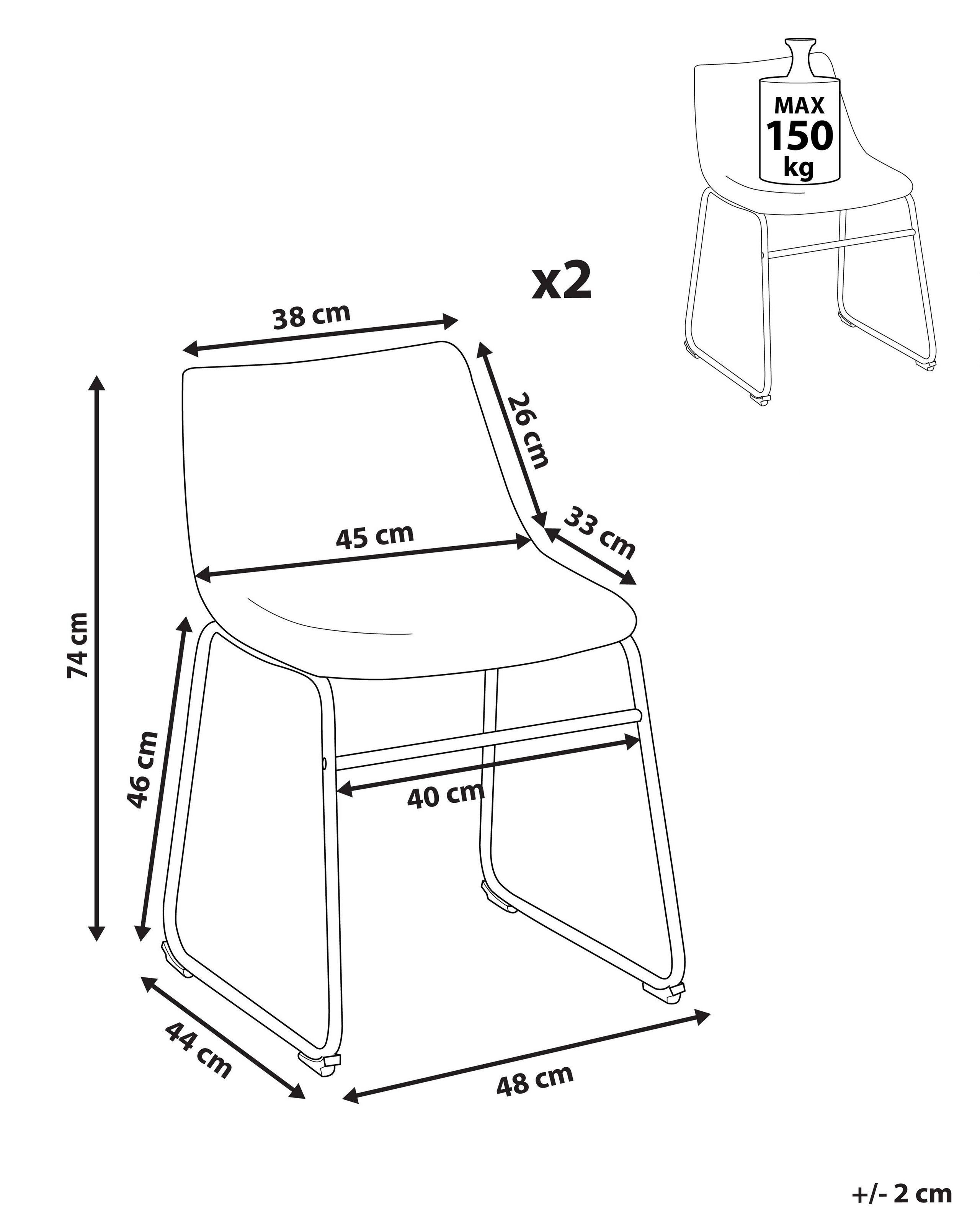 Beliani Esszimmerstuhl 2er Set aus Polyester Modern BATAVIA  